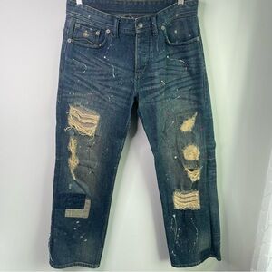 Men’s Distressed Blue Jeans with Paint Splatter Armani Exchange size 32 short